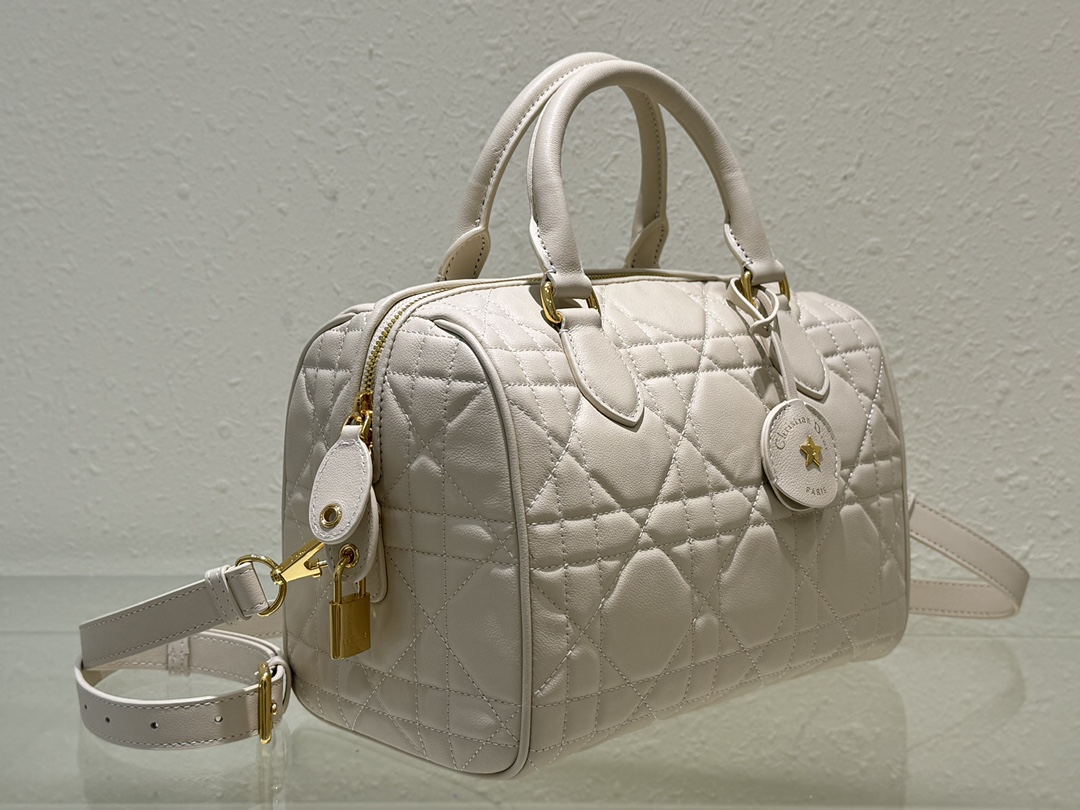 Dior Groove 25 Bag White Macrocannage Calfskin